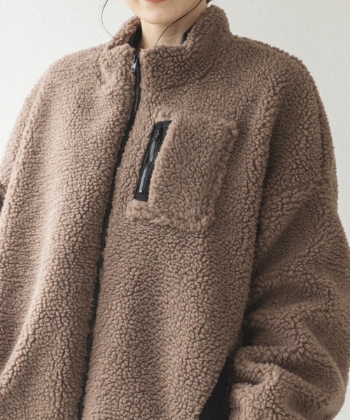 pairmanon（ペアマノン）の「【ママサイズ】ボリューム袖 ボア 長袖 ブルゾン ジャケット アウター（ブルゾン・レディース・モカ/スモークピンク/アイボリー/ライトピンク/グレイッシュベージュ・FREE）」の14枚目の写真