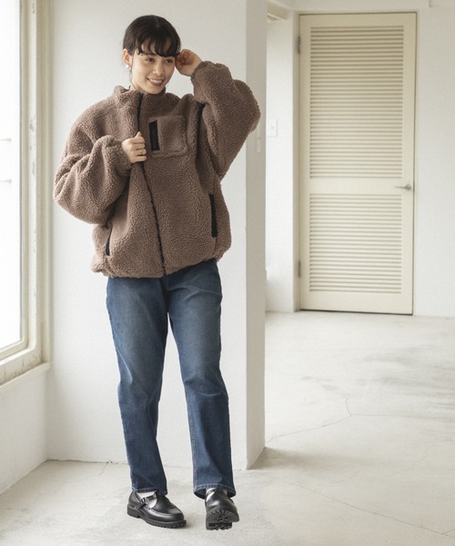 pairmanon（ペアマノン）の「【ママサイズ】ボリューム袖 ボア 長袖 ブルゾン ジャケット アウター（ブルゾン・レディース・モカ/スモークピンク/アイボリー/ライトピンク/グレイッシュベージュ・FREE）」の15枚目の写真