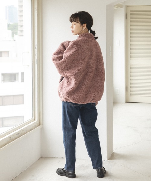 pairmanon（ペアマノン）の「【ママサイズ】ボリューム袖 ボア 長袖 ブルゾン ジャケット アウター（ブルゾン・レディース・モカ/スモークピンク/アイボリー/ライトピンク/グレイッシュベージュ・FREE）」の13枚目の写真