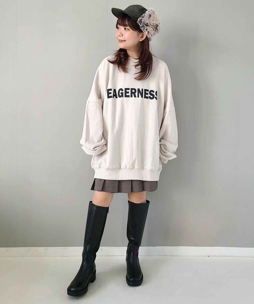 【選べる２タイプ裏起毛/ノーマル(裏毛)】即オシャレ見え！カレッジ風ロゴスウェット