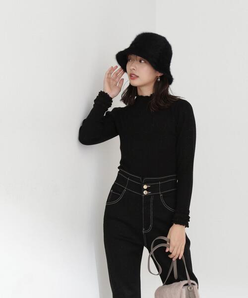 PROPORTION BODY DRESSING（プロポーションボディドレッシング）の「フリルスリーブランダムリブニット / 1213270910（ニット/セーター・レディース・ブラック/パープル/グレー・SMALL/MEDIUM）」の4枚目の写真