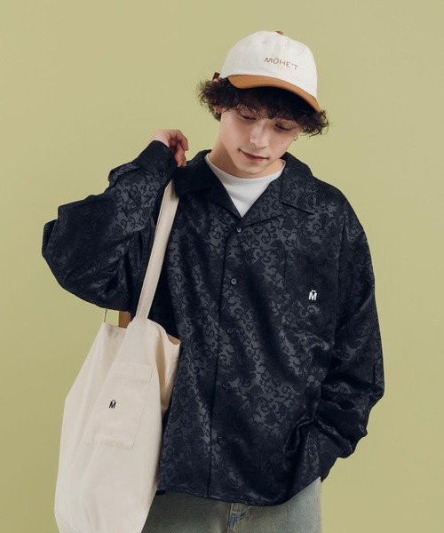 MUHET(ミュエータ)の「ジャガード開襟シャツ(シャツ/ブラウス・レディース・イエロー/ブラック・X-LARGE/MEDIUM)」の1枚目の写真