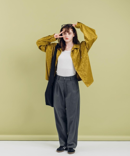 MUHET(ミュエータ)の「ジャガード開襟シャツ(シャツ/ブラウス・レディース・イエロー/ブラック・X-LARGE/MEDIUM)」の15枚目の写真