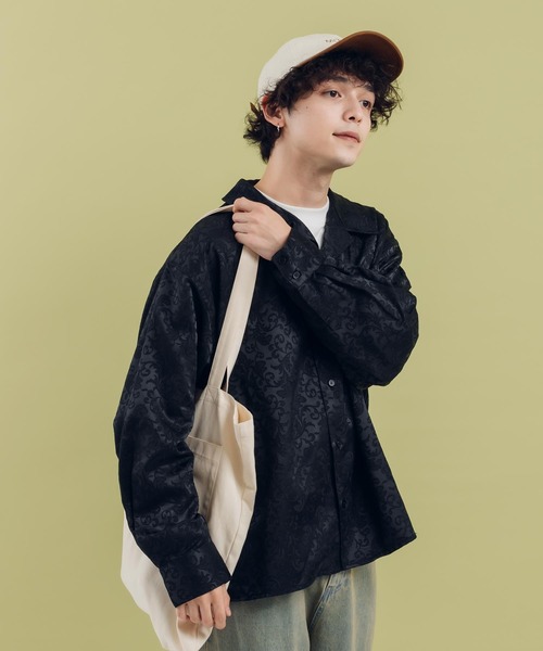 MUHET(ミュエータ)の「ジャガード開襟シャツ(シャツ/ブラウス・レディース・イエロー/ブラック・X-LARGE/MEDIUM)」の5枚目の写真