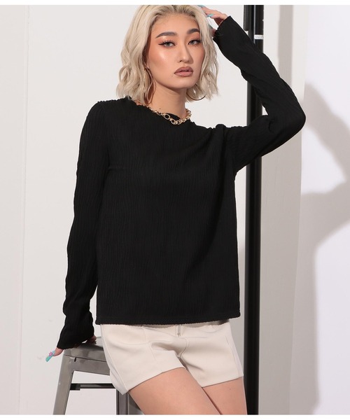 LATINA(ラティーナ)の「ウェーブストライプメロウトップス(Tシャツ/カットソー・レディース・ブラウン/ブラック・FREE)」の4枚目の写真