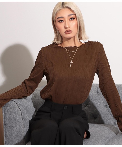 LATINA(ラティーナ)の「ウェーブストライプメロウトップス(Tシャツ/カットソー・レディース・ブラウン/ブラック・FREE)」の8枚目の写真