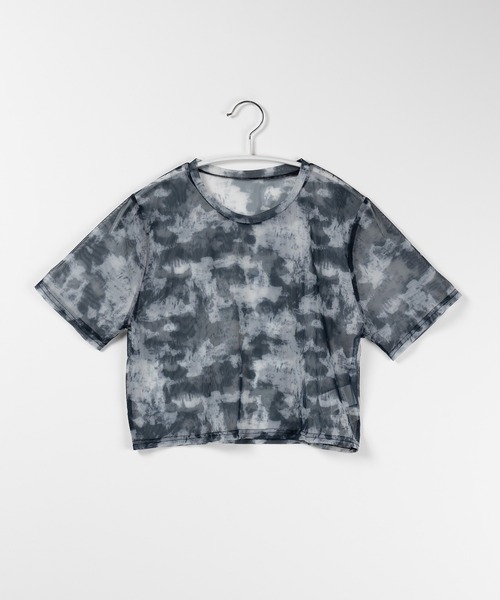 me+em select(ミームセレクト)の「【 選べる3color/2size 】ニュアンスタイダイシースルーショート丈トップス(Tシャツ/カットソー・レディース・グレー/ブラック/ブルー・SMALL/MEDIUM)」の22枚目の写真
