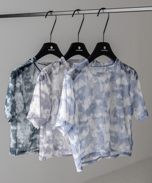 me+em select(ミームセレクト)の「【 選べる3color/2size 】ニュアンスタイダイシースルーショート丈トップス(Tシャツ/カットソー・レディース・グレー/ブラック/ブルー・SMALL/MEDIUM)」の21枚目の写真
