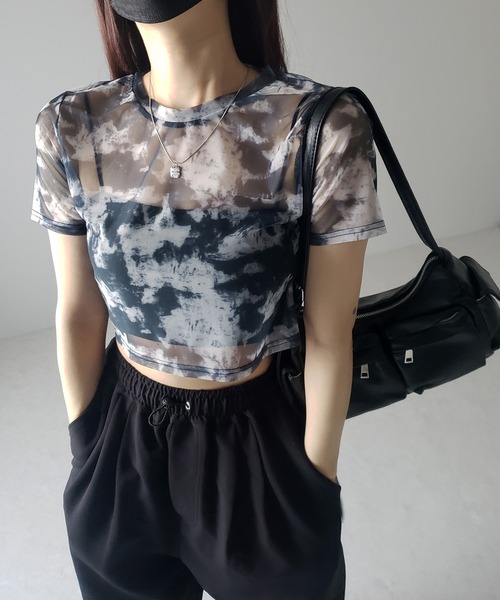 新品未使用品♡cygne ニュアンストップス Odette(size0) セール】ギャザーデザインシアーチュールトップス（Tシャツ