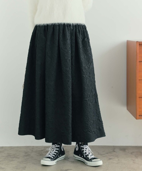 fifth（フィフス）の「ジャガードボリュームタックスカート（スカート・レディース・ブラック/アイボリー/レッド・M）」の3枚目の写真