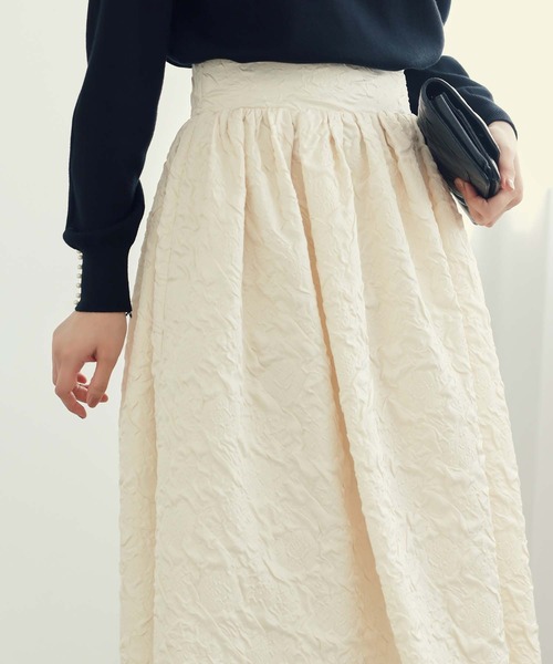 fifth（フィフス）の「ジャガードボリュームタックスカート（スカート・レディース・ブラック/アイボリー/レッド・M）」の12枚目の写真