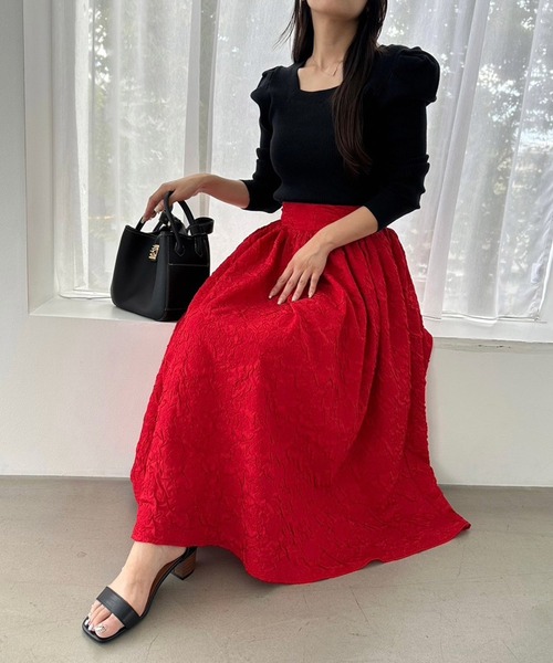 セール】ジャガードボリュームタックスカート（スカート）｜fifth