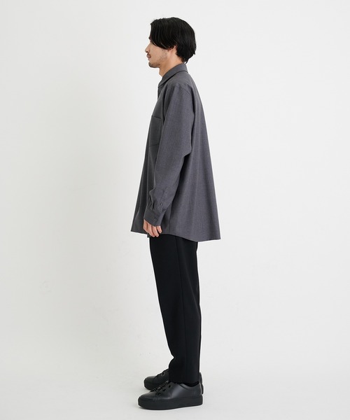 ATON(エイトン)の「【ATON/エイトン】WOOL TROPICAL STANDARD SHIRT/ウールトロピカルスタンダードシャツ(シャツ/ブラウス・メンズ・グレー/ブラック・4/2/6)」の9枚目の写真