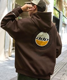 DDP/ディーディーピー 別注 サークルロゴ刺繍 ヘビーウェイト ビッグシルエット裏起毛プルオーバーパーカーブラウン