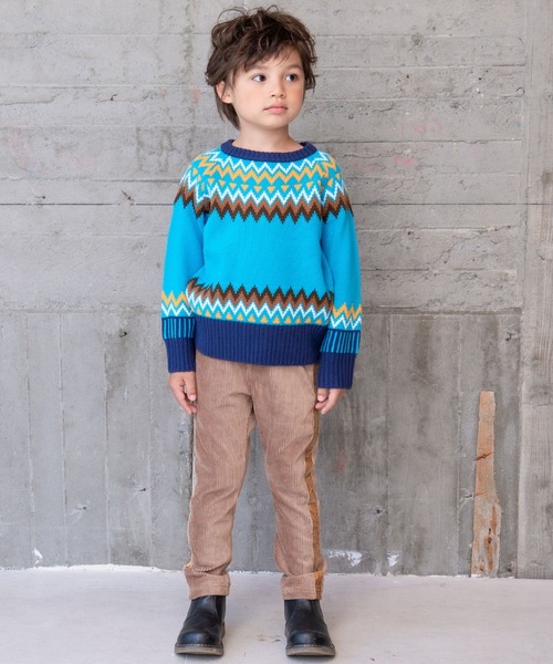 RAGMART（ラグマート）の「ノルディックニット（ニット/セーター・キッズ・オフホワイト/サックスブルー・120cm/100cm/130cm/110cm）」の6枚目の写真