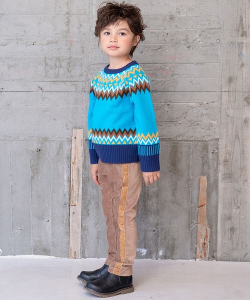 RAGMART（ラグマート）の「ノルディックニット（ニット/セーター・キッズ・オフホワイト/サックスブルー・120cm/100cm/130cm/110cm）」の8枚目の写真