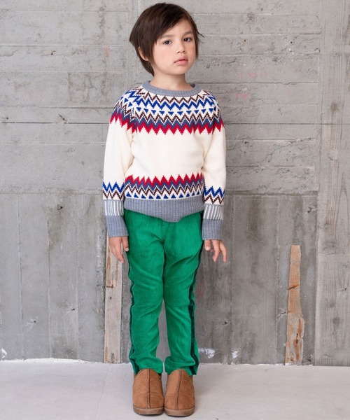 RAGMART（ラグマート）の「ノルディックニット（ニット/セーター・キッズ・オフホワイト/サックスブルー・120cm/100cm/130cm/110cm）」の4枚目の写真