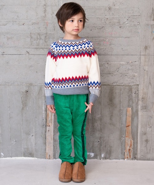 RAGMART（ラグマート）の「ノルディックニット（ニット/セーター・キッズ・オフホワイト/サックスブルー・120cm/100cm/130cm/110cm）」の3枚目の写真