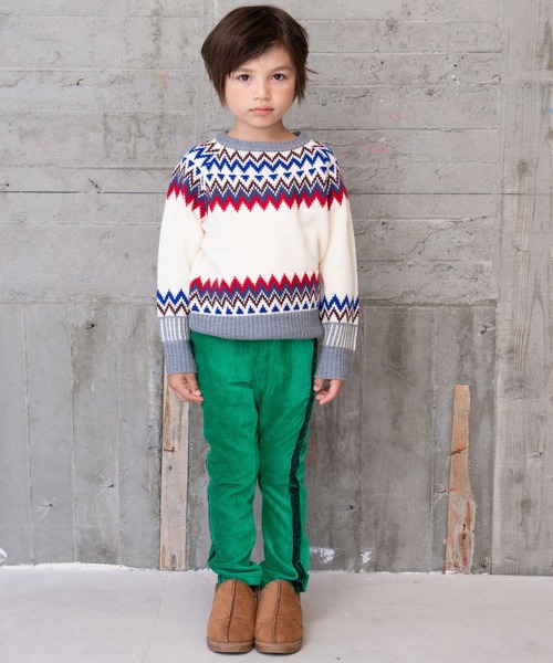 RAGMART（ラグマート）の「ノルディックニット（ニット/セーター・キッズ・オフホワイト/サックスブルー・120cm/100cm/130cm/110cm）」の5枚目の写真