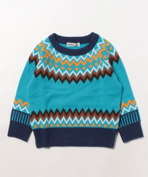 RAGMART（ラグマート）の「ノルディックニット（ニット/セーター・キッズ・オフホワイト/サックスブルー・120cm/100cm/130cm/110cm）」の11枚目の写真