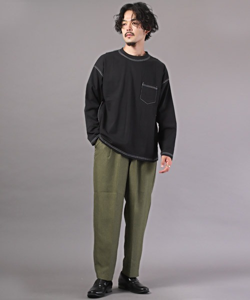 LUXSTYLE（ラグスタイル）の「ワイドテーパードパンツ（その他パンツ・メンズ・ブラック/カーキ/ネイビー・M/XL/L）」の8枚目の写真