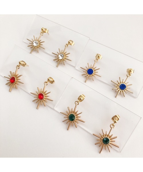 tone（トーン）の「【fuwari】太陽　サージカルステンレス　ピアス(MA)（ピアス（両耳用）・レディース・ブルー/レッド/グリーン/クリア・FREE）」の8枚目の写真