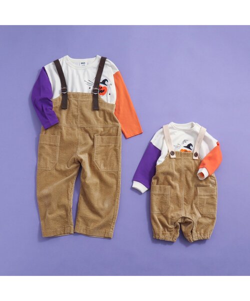 BREEZE（ブリーズ）の「【リンクコーデ】コーデュロイサロペット（サロペット/オーバーオール・キッズ・ベージュ/ブルー・110/120/90/100）」の3枚目の写真