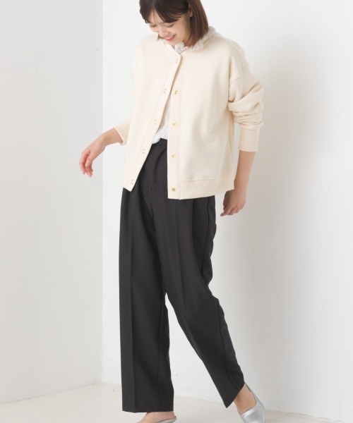 OMNES(オムネス)の「裏起毛クルーネックカーディガン(カーディガン/ボレロ・レディース・アイボリー/ブルーグレー/カーキ/チャコールグレー・FREE)」の9枚目の写真