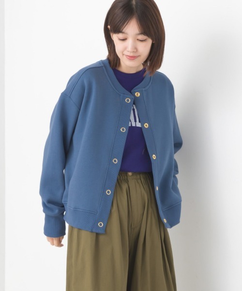 OMNES(オムネス)の「裏起毛クルーネックカーディガン(カーディガン/ボレロ・レディース・アイボリー/ブルーグレー/カーキ/チャコールグレー・FREE)」の15枚目の写真