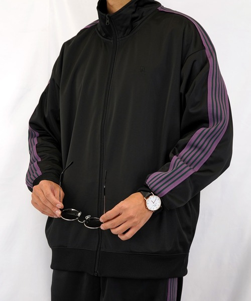 Burner(バーナー)の「【GROOVY STORE】袖ライントラックジャケット(ジャージ・メンズ・ブラック/チャコールグレー/パープル/グリーン・LL/M/L)」の14枚目の写真