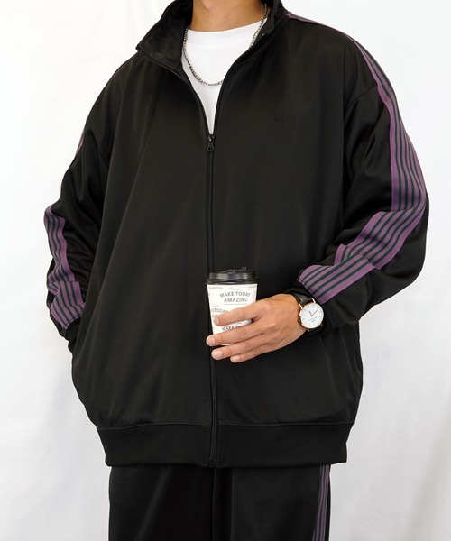 Burner(バーナー)の「【GROOVY STORE】袖ライントラックジャケット(ジャージ・メンズ・ブラック/チャコールグレー/パープル/グリーン・LL/M/L)」の12枚目の写真