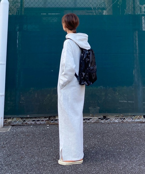 notch.（ノッチ）の「【 notch. by KR 】裏起毛フーディワンピース　［高身長さんサイズ有］（ワンピース・レディース・ネイビー/チャコールグレー/ブラック/ライトグレー・TM/M）」の5枚目の写真