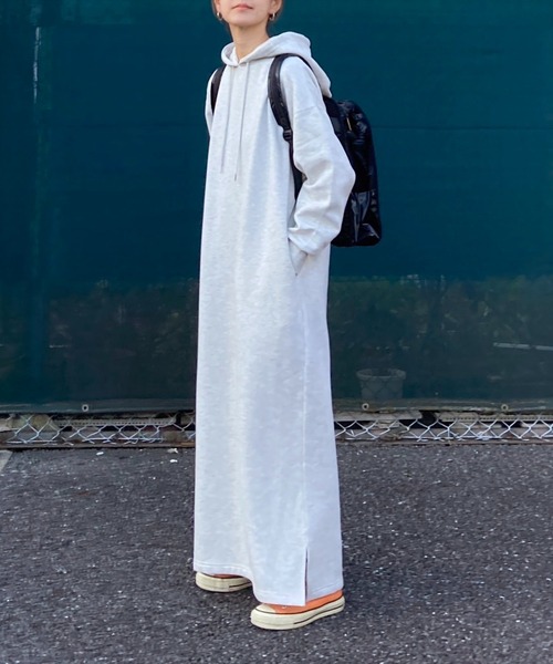 notch.（ノッチ）の「【 notch. by KR 】裏起毛フーディワンピース　［高身長さんサイズ有］（ワンピース・レディース・ネイビー/チャコールグレー/ブラック/ライトグレー・TM/M）」の6枚目の写真