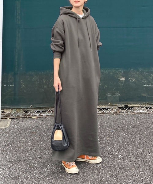 notch.（ノッチ）の「【 notch. by KR 】裏起毛フーディワンピース　［高身長さんサイズ有］（ワンピース・レディース・ネイビー/チャコールグレー/ブラック/ライトグレー・TM/M）」の10枚目の写真