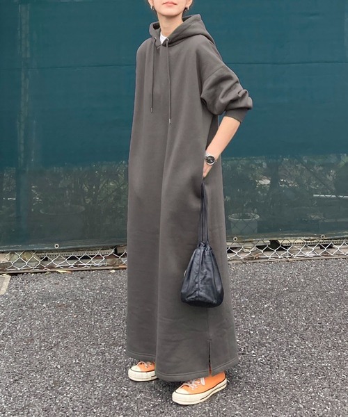 notch.（ノッチ）の「【 notch. by KR 】裏起毛フーディワンピース　［高身長さんサイズ有］（ワンピース・レディース・ネイビー/チャコールグレー/ブラック/ライトグレー・TM/M）」の11枚目の写真