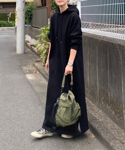 notch.（ノッチ）の「【 notch. by KR 】裏起毛フーディワンピース　［高身長さんサイズ有］（ワンピース・レディース・ネイビー/チャコールグレー/ブラック/ライトグレー・TM/M）」の18枚目の写真