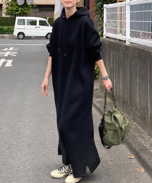 notch.（ノッチ）の「【 notch. by KR 】裏起毛フーディワンピース　［高身長さんサイズ有］（ワンピース・レディース・ネイビー/チャコールグレー/ブラック/ライトグレー・TM/M）」の19枚目の写真