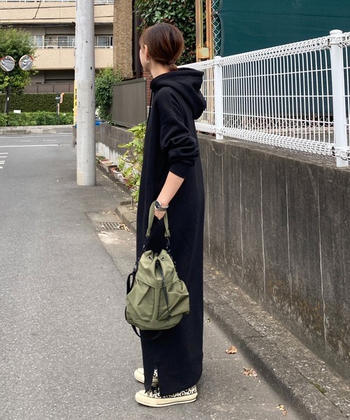 notch.（ノッチ）の「【 notch. by KR 】裏起毛フーディワンピース　［高身長さんサイズ有］（ワンピース・レディース・ネイビー/チャコールグレー/ブラック/ライトグレー・TM/M）」の22枚目の写真