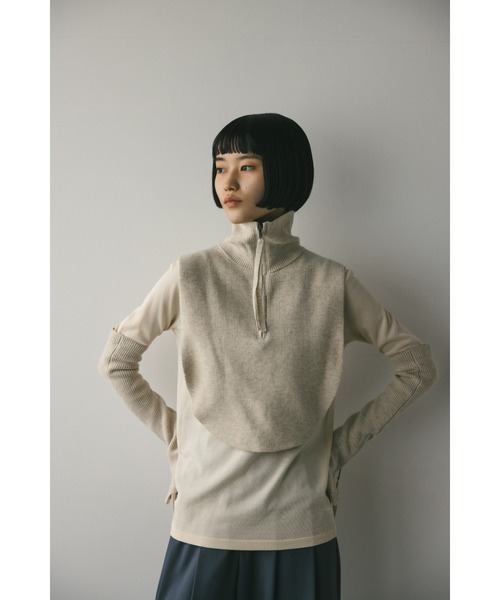 STYLEMIXER(スタイルミキサー)の「ジップネックウォーマー(ネックウォーマー/スヌード・レディース・アイボリー/チャコールグレー・FREE)」の6枚目の写真