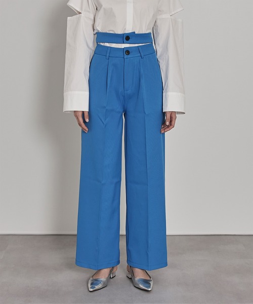 miette(ミエット)の「ダブルベルトワイドパンツ(その他パンツ・レディース・ブラック/ブルー・FREE)」の1枚目の写真