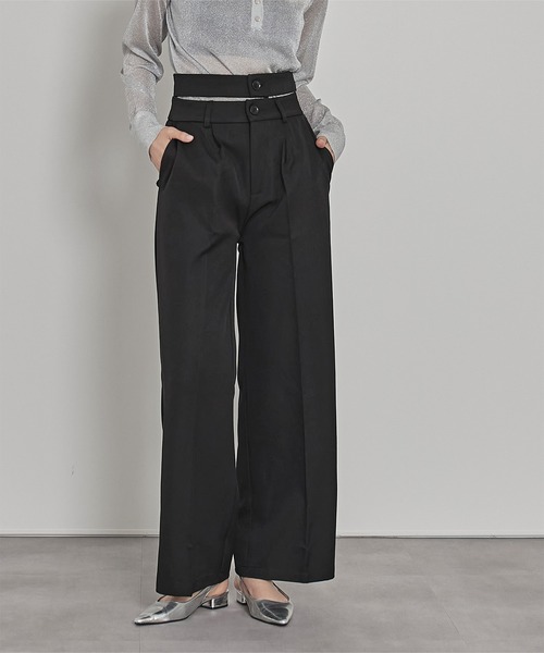 miette(ミエット)の「ダブルベルトワイドパンツ(その他パンツ・レディース・ブラック/ブルー・FREE)」の2枚目の写真