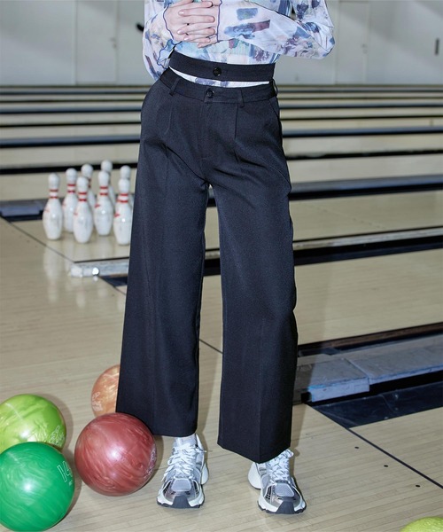 miette(ミエット)の「ダブルベルトワイドパンツ(その他パンツ・レディース・ブラック/ブルー・FREE)」の3枚目の写真