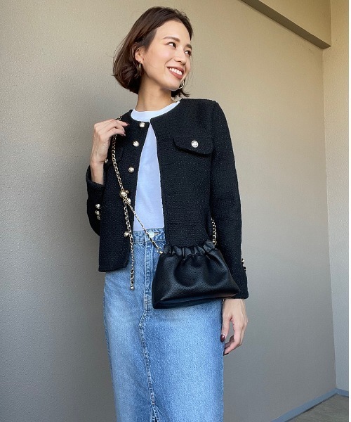 ISOOK（アイスー）の「チェーンミニショルダーバッグ / チェーンバッグ ミニバッグ オケージョン ゴールド（ショルダーバッグ・レディース・ブラック・FREE）」の4枚目の写真