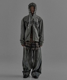 REGION（リージョン）の「【 RESURRECTION13】Hand Dyed Printing Hood Zipup / 【リザラクション】ジップアップロゴプリント長袖パーカー（パーカー）」