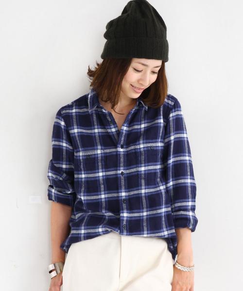 BEAUTY&YOUTH UNITED ARROWS(ビューティーアンドユースユナイテッドアローズ)の「BY∵ ソフトネルチェックシャツ◆(シャツ/ブラウス・レディース・オフホワイト/グレー/ネイビー・SMALL/MEDIUM)」の3枚目の写真