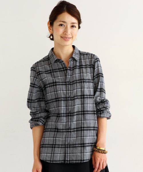 BEAUTY&YOUTH UNITED ARROWS(ビューティーアンドユースユナイテッドアローズ)の「BY∵ ソフトネルチェックシャツ◆(シャツ/ブラウス・レディース・オフホワイト/グレー/ネイビー・SMALL/MEDIUM)」の1枚目の写真
