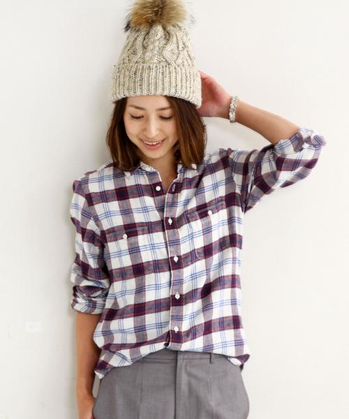 BEAUTY&YOUTH UNITED ARROWS(ビューティーアンドユースユナイテッドアローズ)の「BY∵ ソフトネルチェックシャツ◆(シャツ/ブラウス・レディース・オフホワイト/グレー/ネイビー・SMALL/MEDIUM)」の16枚目の写真