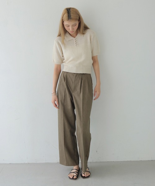 CLEIO（クレイオ）の「【CLEIO】セミワイドタックパンツ/TUCK PANTS/940-11611（スラックス・レディース・ベージュ/ブラウン/カーキブラウン・SMALL/MEDIUM）」の17枚目の写真