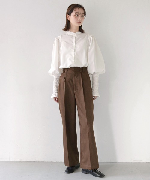 CLEIO（クレイオ）の「【CLEIO】セミワイドタックパンツ/TUCK PANTS/940-11611（スラックス・レディース・ベージュ/ブラウン/カーキブラウン・SMALL/MEDIUM）」の7枚目の写真