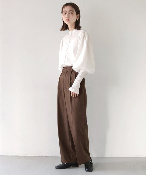 CLEIO（クレイオ）の「【CLEIO】セミワイドタックパンツ/TUCK PANTS/940-11611（スラックス・レディース・ベージュ/ブラウン/カーキブラウン・SMALL/MEDIUM）」の8枚目の写真